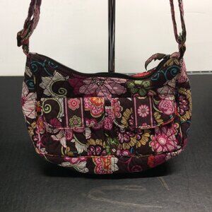 Vera Bradley Mod Floral Pink Bag Brown Pink Floral Retired Crossbody Purse EUC